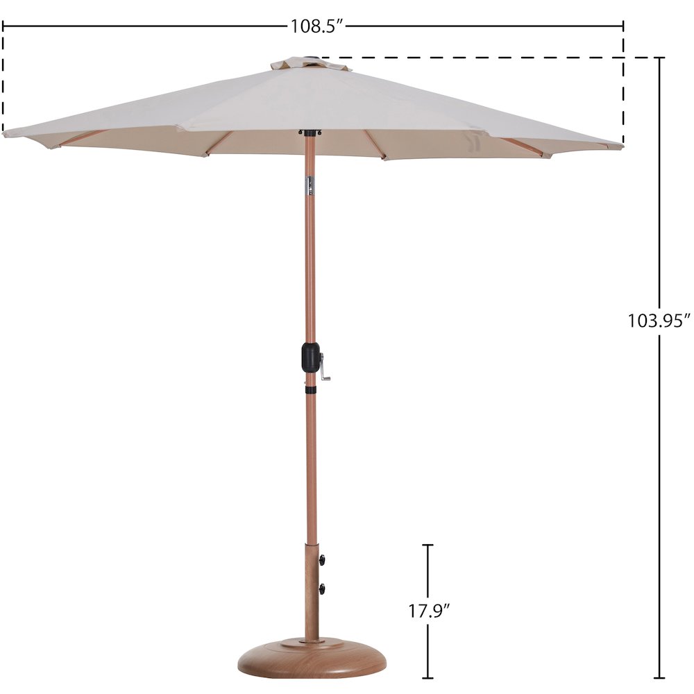 Fiji Beige Fabric / Teak Aluminum Patio Umbrella with Base Sets. Picture 15