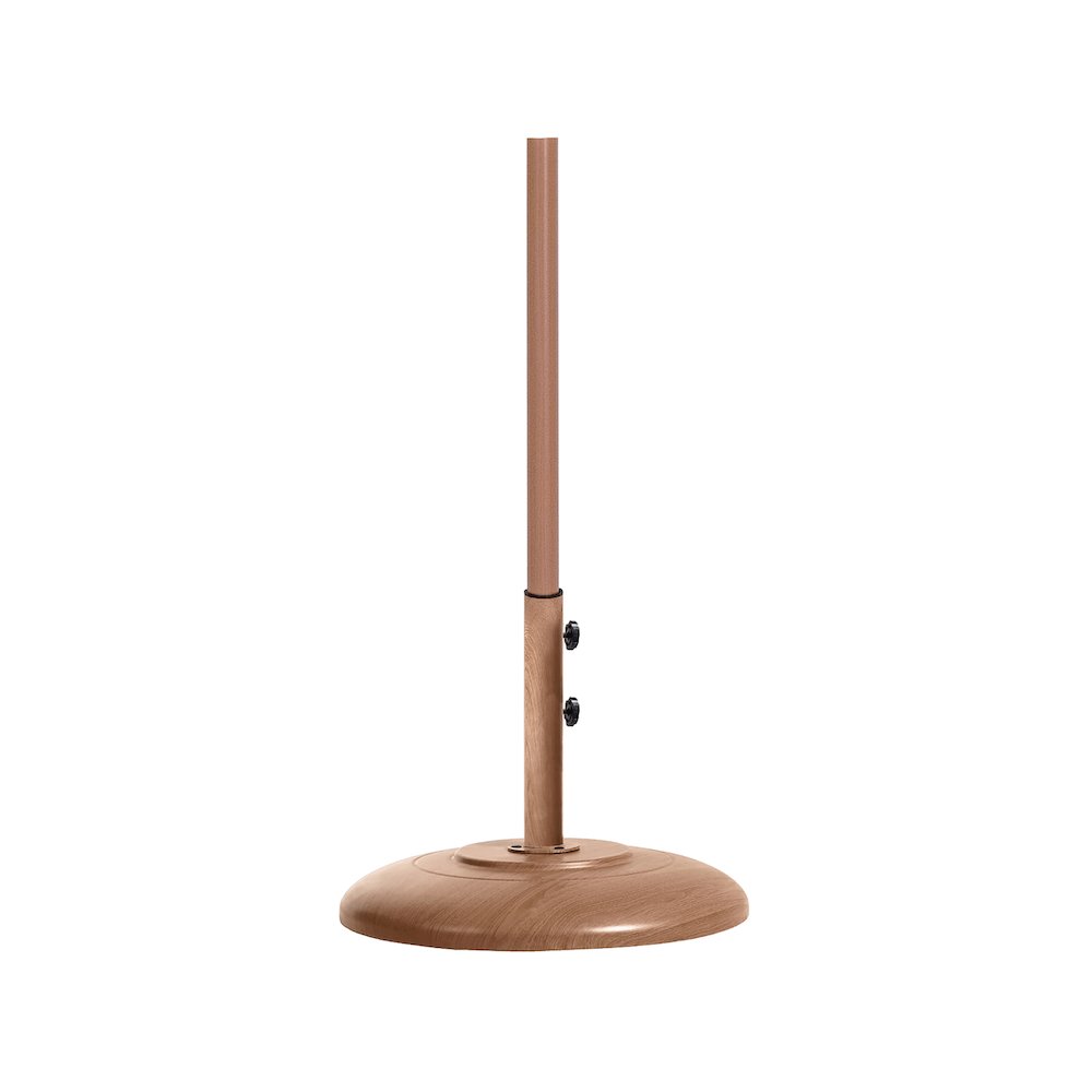 Fiji Beige Fabric / Teak Aluminum Patio Umbrella with Base Sets. Picture 3