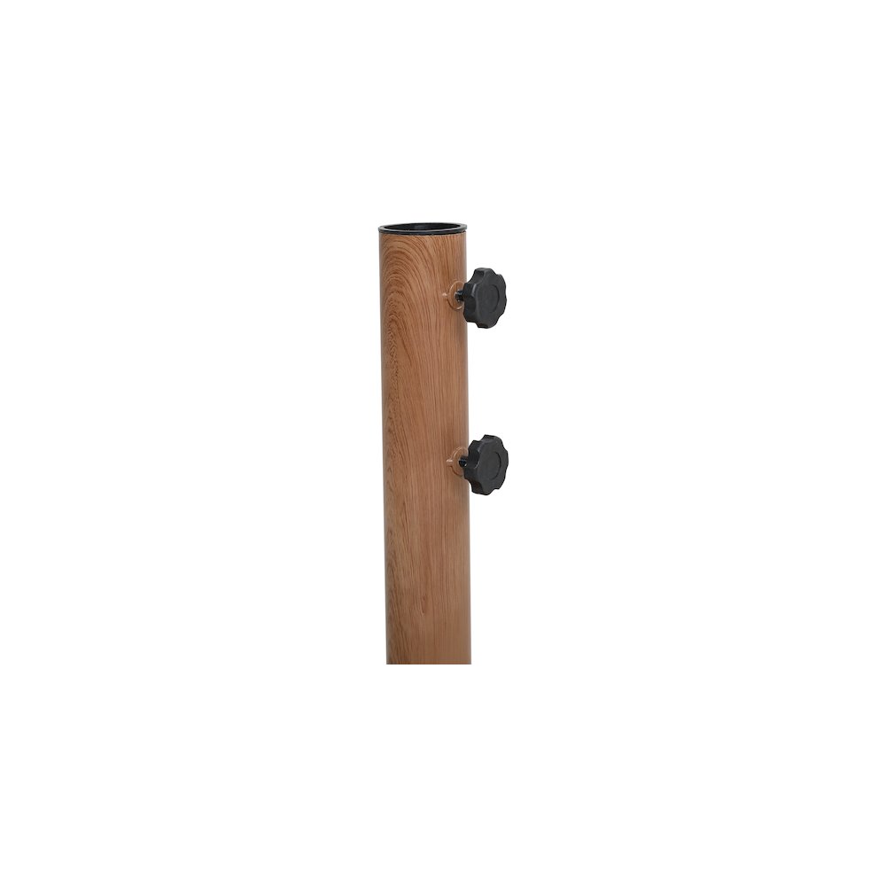 Fiji Beige Fabric / Teak Aluminum Patio Umbrella with Base Sets. Picture 8