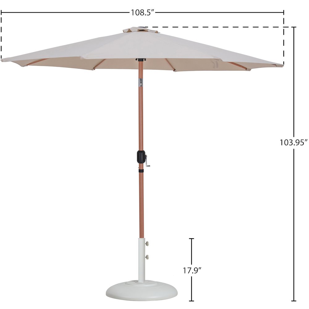 Fiji Beige Fabric / Matte White Aluminum Patio Umbrella with Base Sets. Picture 15