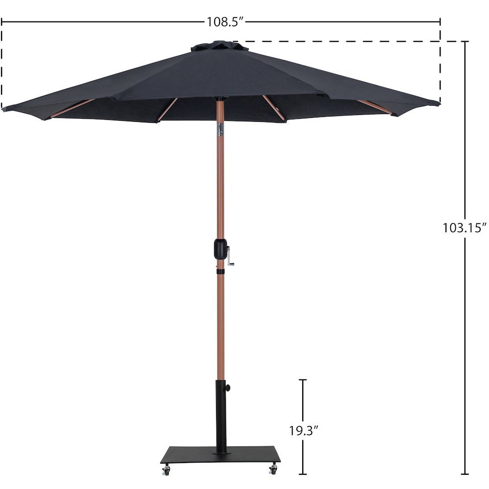 Fiji Black Fabric / Matte Black Aluminum Patio Umbrella with Base Sets. Picture 18