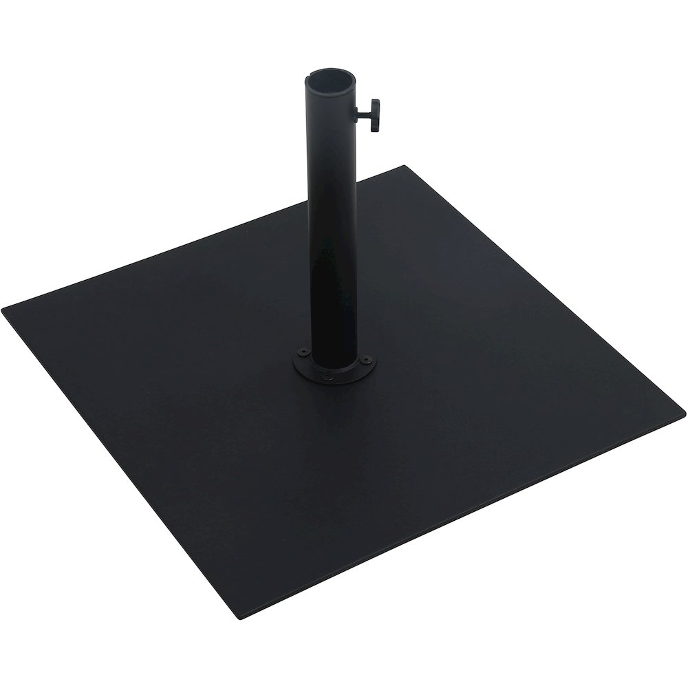 Fiji Black Fabric / Matte Black Aluminum Patio Umbrella with Base Sets. Picture 9