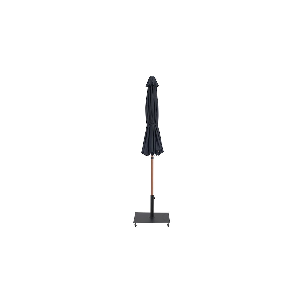 Fiji Black Fabric / Matte Black Aluminum Patio Umbrella with Base Sets. Picture 13