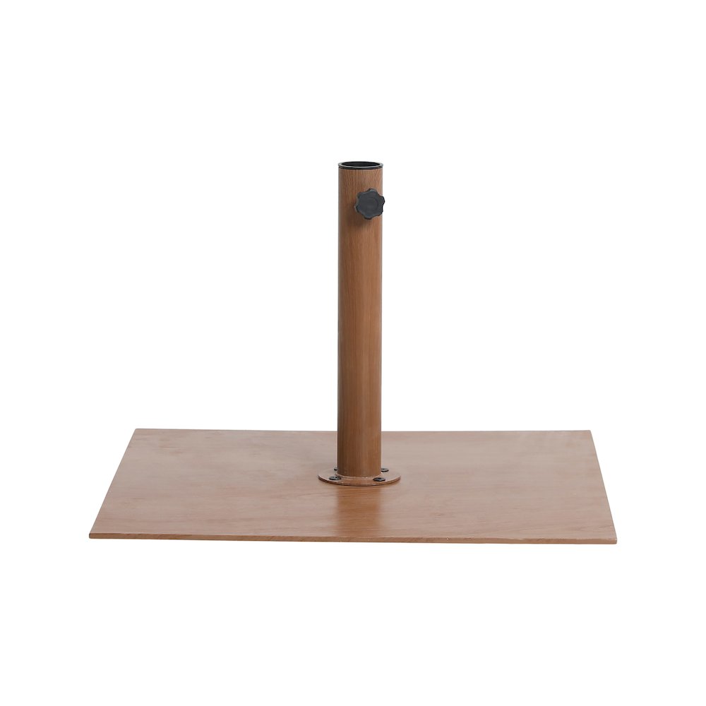 Fiji Black Fabric / Teak Aluminum Patio Umbrella with Base Sets. Picture 8
