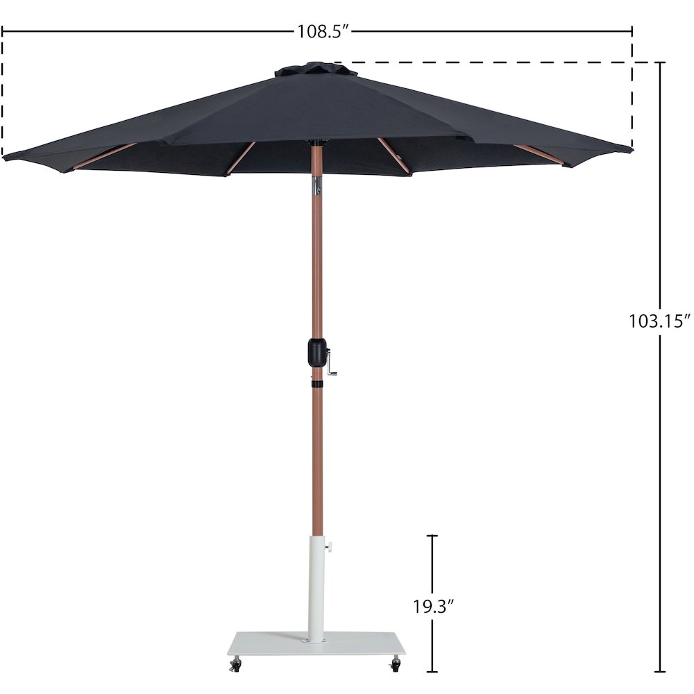 Fiji Black Fabric / Matte White Aluminum Patio Umbrella with Base Sets. Picture 18
