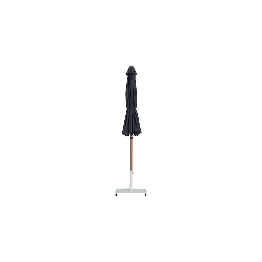 Fiji Black Fabric / Matte White Aluminum Patio Umbrella with Base Sets. Picture 13
