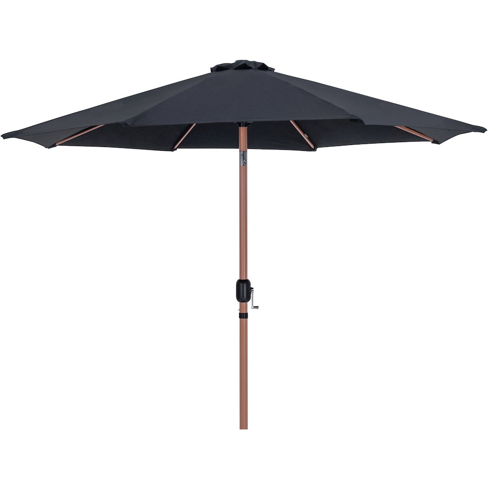Fiji Black Fabric / Matte White Aluminum Patio Umbrella with Base Sets. Picture 2