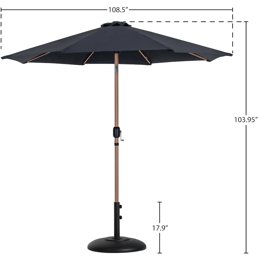 Fiji Black Fabric / Matte Black Aluminum Patio Umbrella with Base Sets. Picture 15