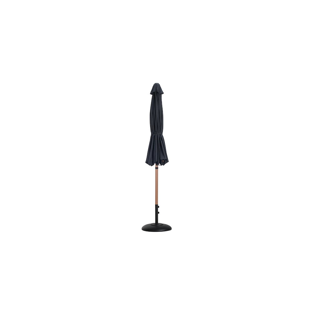 Fiji Black Fabric / Matte Black Aluminum Patio Umbrella with Base Sets. Picture 10