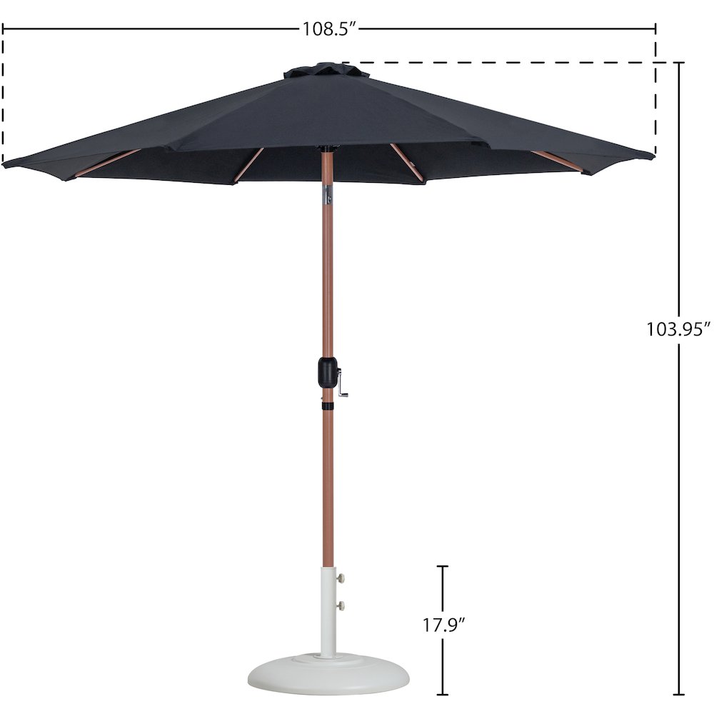 Fiji Black Fabric / Matte White Aluminum Patio Umbrella with Base Sets. Picture 15