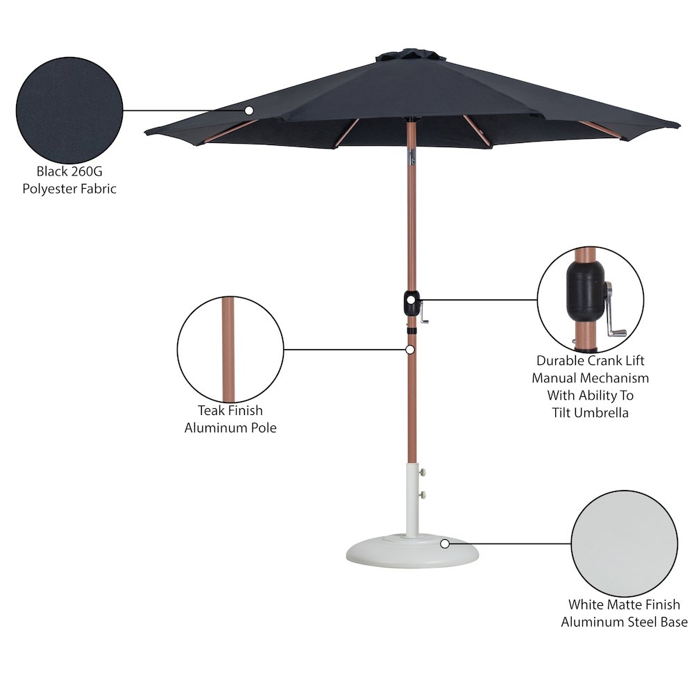 Fiji Black Fabric / Matte White Aluminum Patio Umbrella with Base Sets. Picture 16