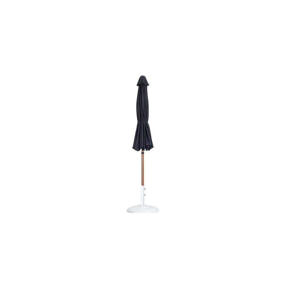 Fiji Black Fabric / Matte White Aluminum Patio Umbrella with Base Sets. Picture 10
