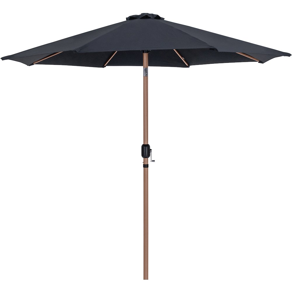 Fiji Black Fabric / Matte White Aluminum Patio Umbrella with Base Sets. Picture 2