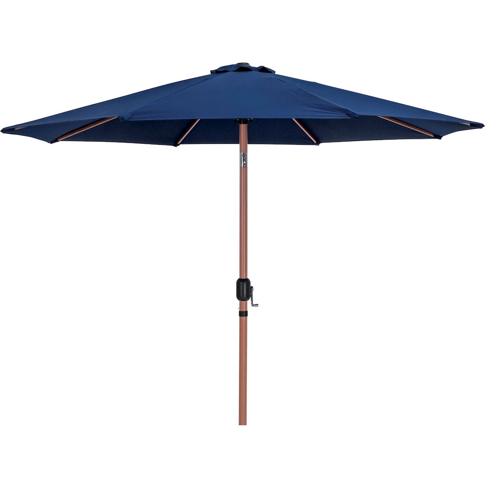 Fiji Navy Fabric / Matte Black Aluminum Patio Umbrella with Base Sets. Picture 2