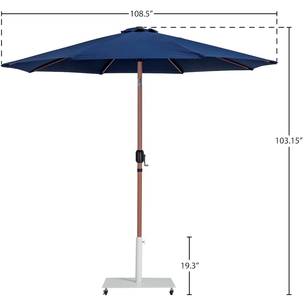Fiji Navy Fabric / Matte White Aluminum Patio Umbrella with Base Sets. Picture 18