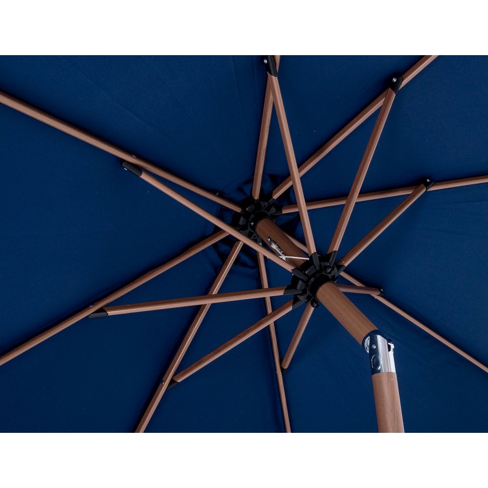 Fiji Navy Fabric / Matte White Aluminum Patio Umbrella with Base Sets. Picture 16