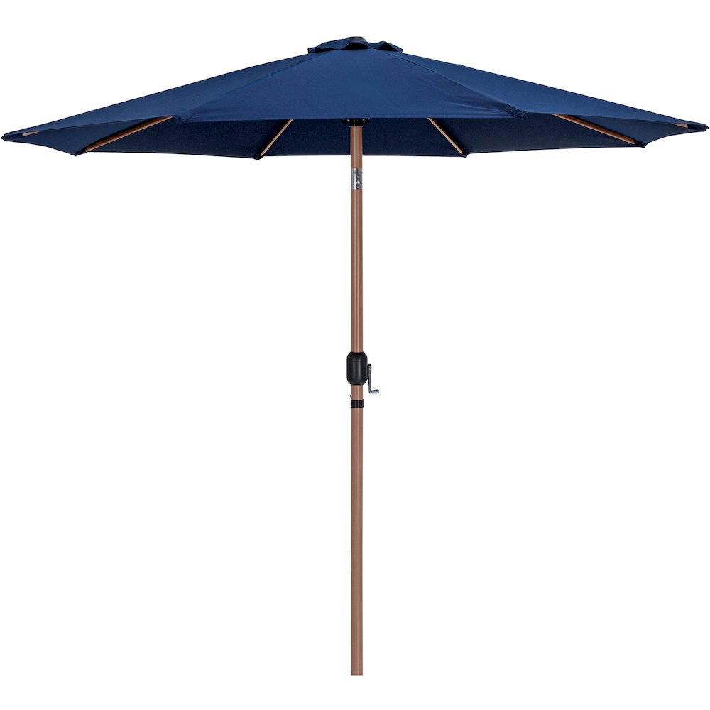 Fiji Navy Fabric / Matte White Aluminum Patio Umbrella with Base Sets. Picture 2