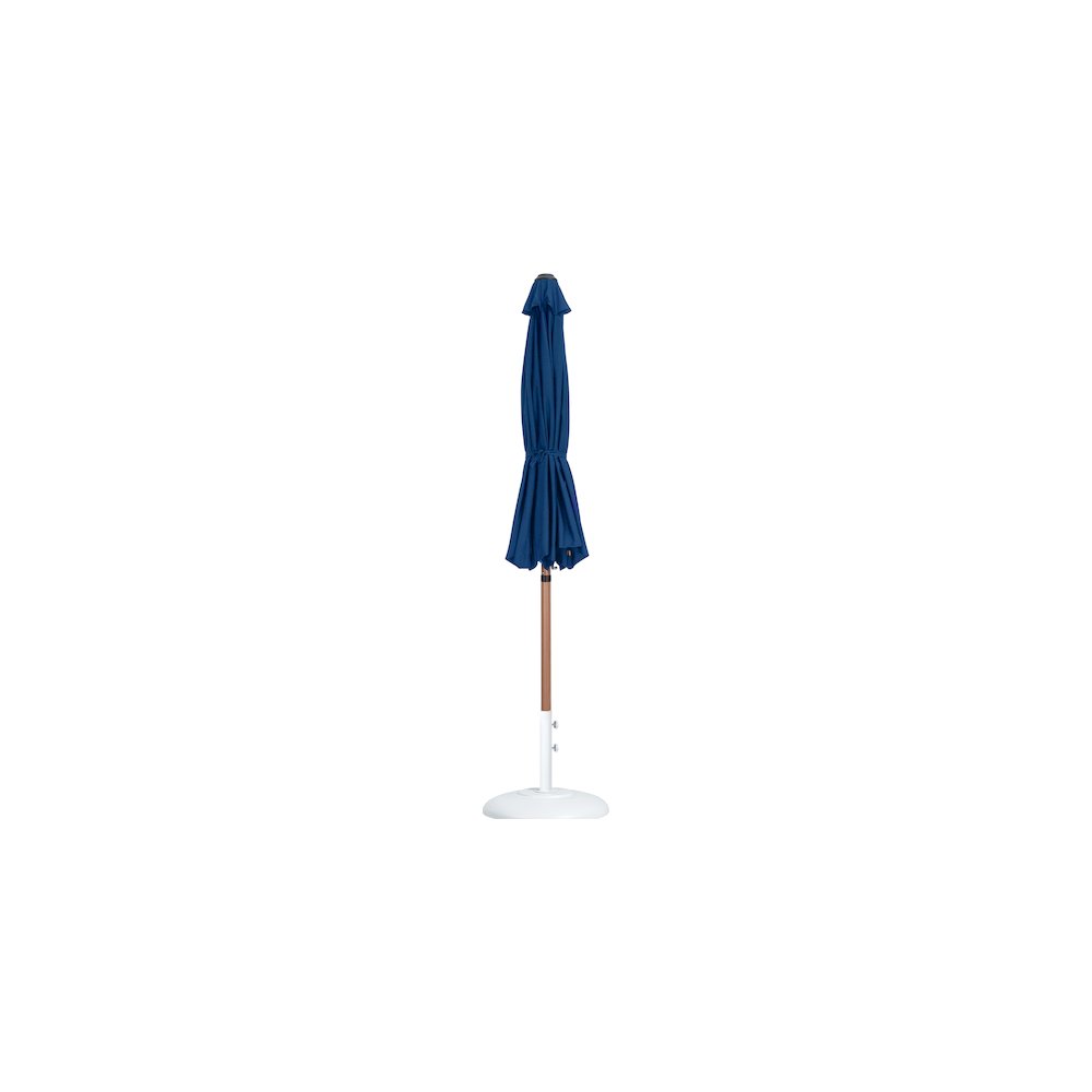 Fiji Navy Fabric / Matte White Aluminum Patio Umbrella with Base Sets. Picture 10
