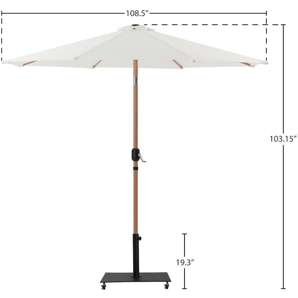 Fiji White Fabric / Matte Black Aluminum Patio Umbrella with Base Sets. Picture 18