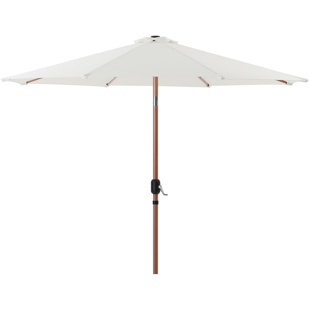 Fiji White Fabric / Matte Black Aluminum Patio Umbrella with Base Sets. Picture 2
