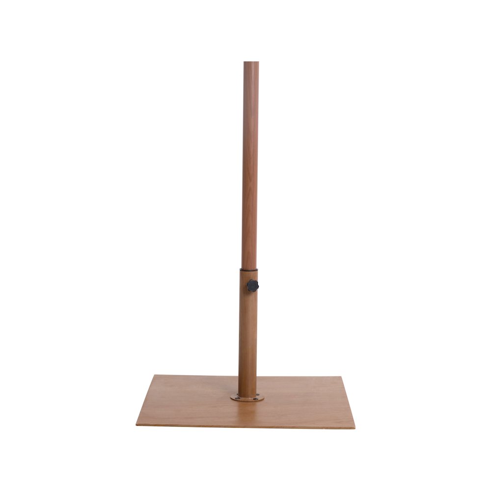 Fiji White Fabric / Teak Aluminum Patio Umbrella with Base Sets. Picture 4