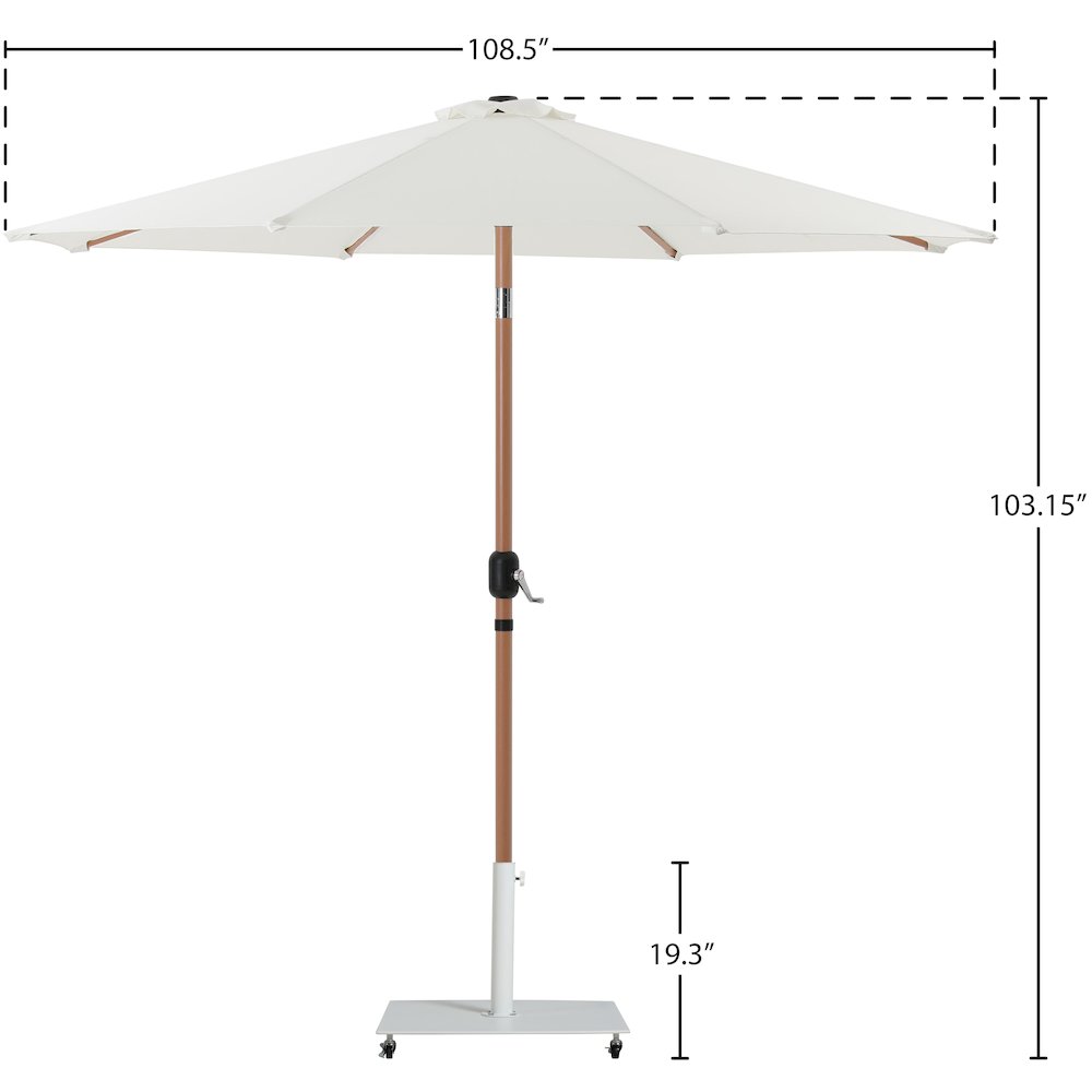 Fiji White Fabric / Matte White Aluminum Patio Umbrella with Base Sets. Picture 18