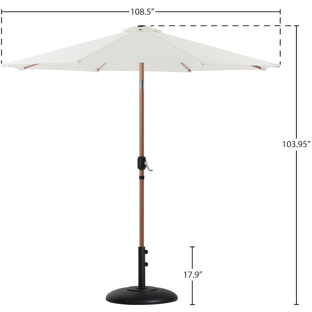 Fiji White Fabric / Matte Black Aluminum Patio Umbrella with Base Sets. Picture 15