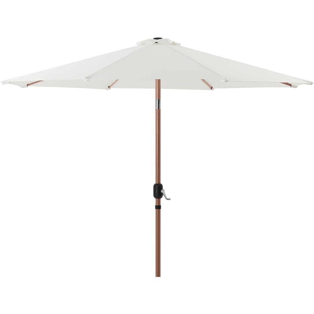 Fiji White Fabric / Matte Black Aluminum Patio Umbrella with Base Sets. Picture 2