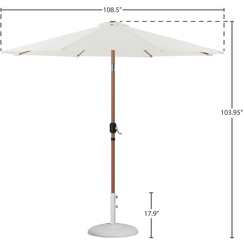 Fiji White Fabric / Matte White Aluminum Patio Umbrella with Base Sets. Picture 15