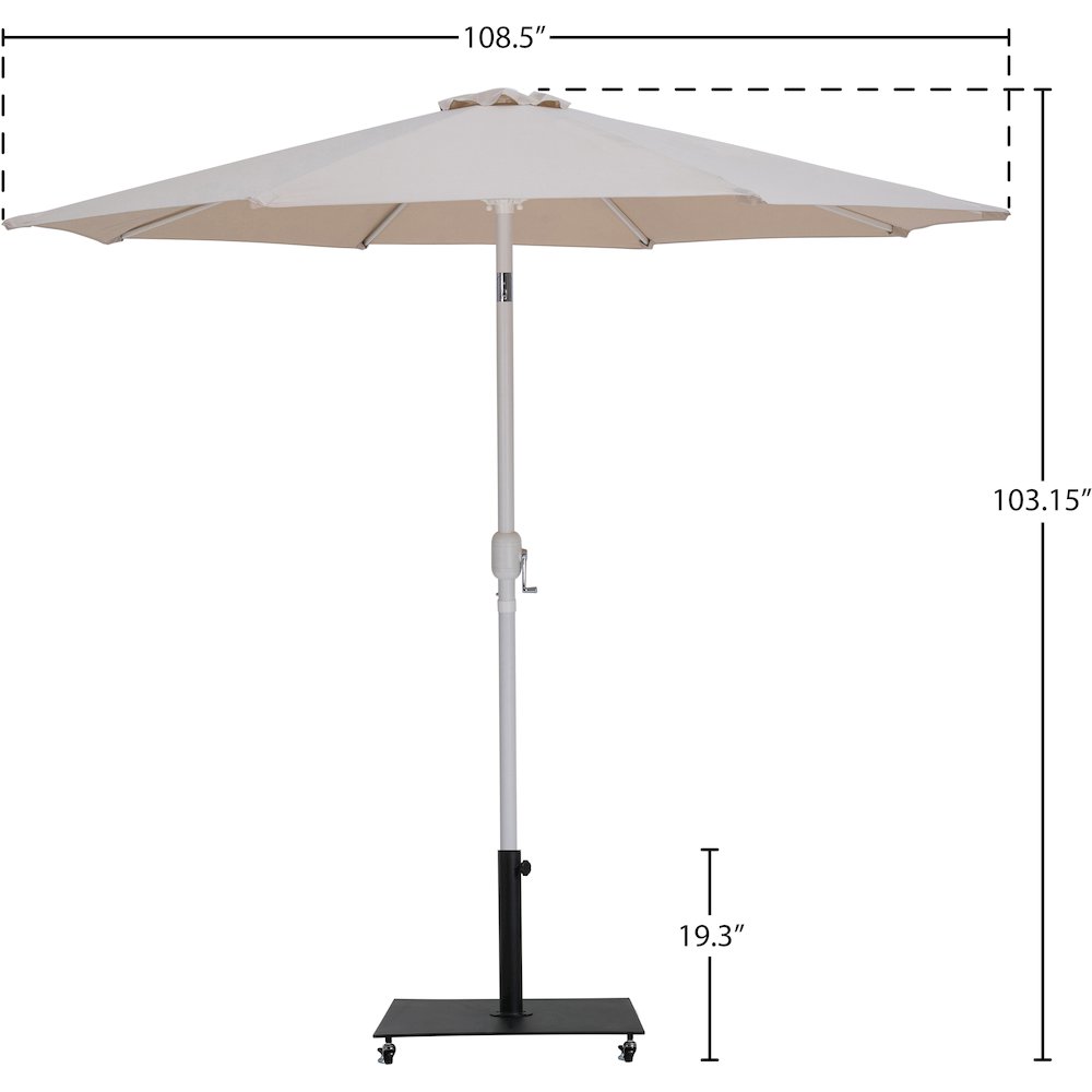 Fiji Beige Fabric / Matte Black Aluminum Patio Umbrella with Base Sets. Picture 18