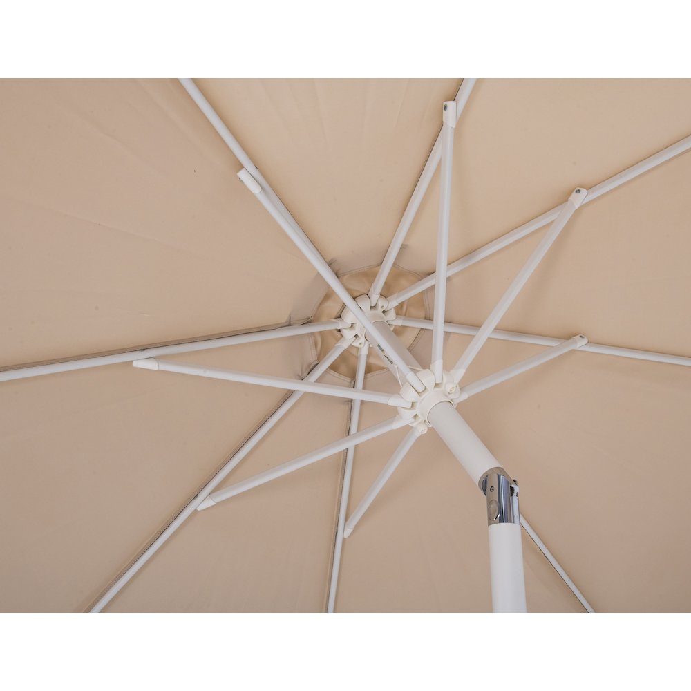 Fiji Beige Fabric / Matte Black Aluminum Patio Umbrella with Base Sets. Picture 16