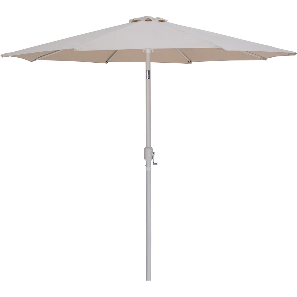 Fiji Beige Fabric / Matte Black Aluminum Patio Umbrella with Base Sets. Picture 2