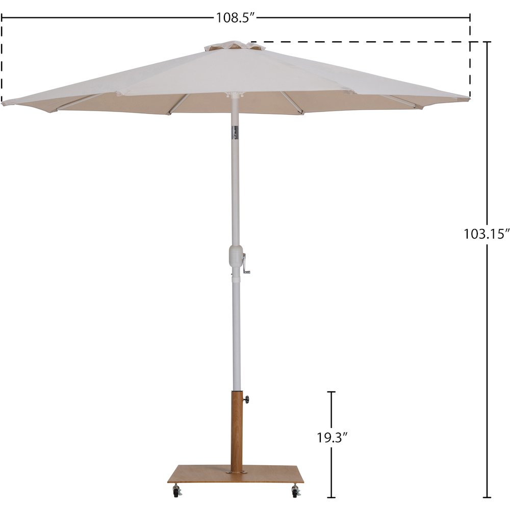 Fiji Beige Fabric / Teak Aluminum Patio Umbrella with Base Sets. Picture 18