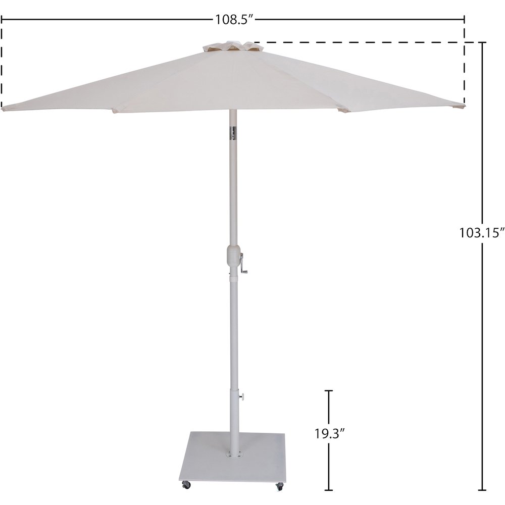 Fiji Beige Fabric / Matte White Aluminum Patio Umbrella with Base Sets. Picture 18