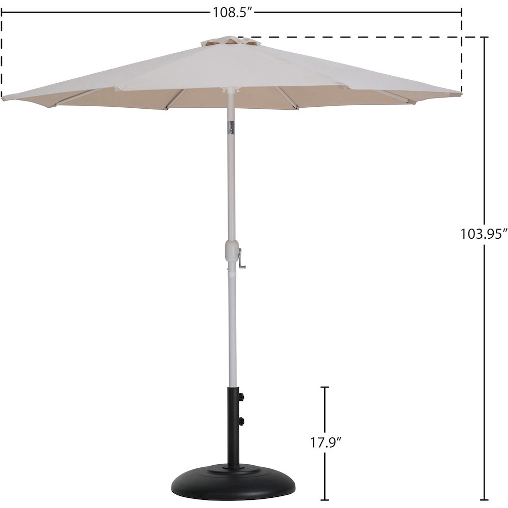 Fiji Beige Fabric / Matte Black Aluminum Patio Umbrella with Base Sets. Picture 15