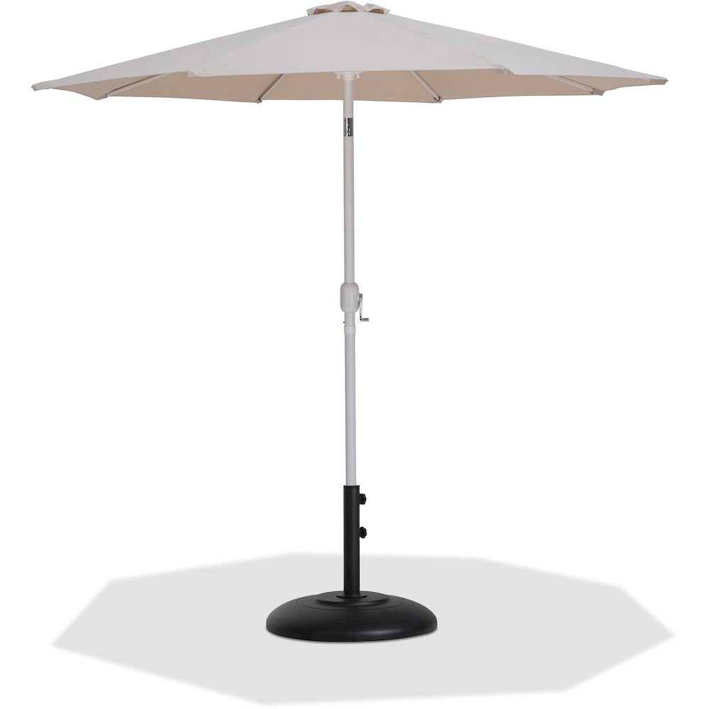 Fiji Beige Fabric / Matte Black Aluminum Patio Umbrella with Base Sets. Picture 1
