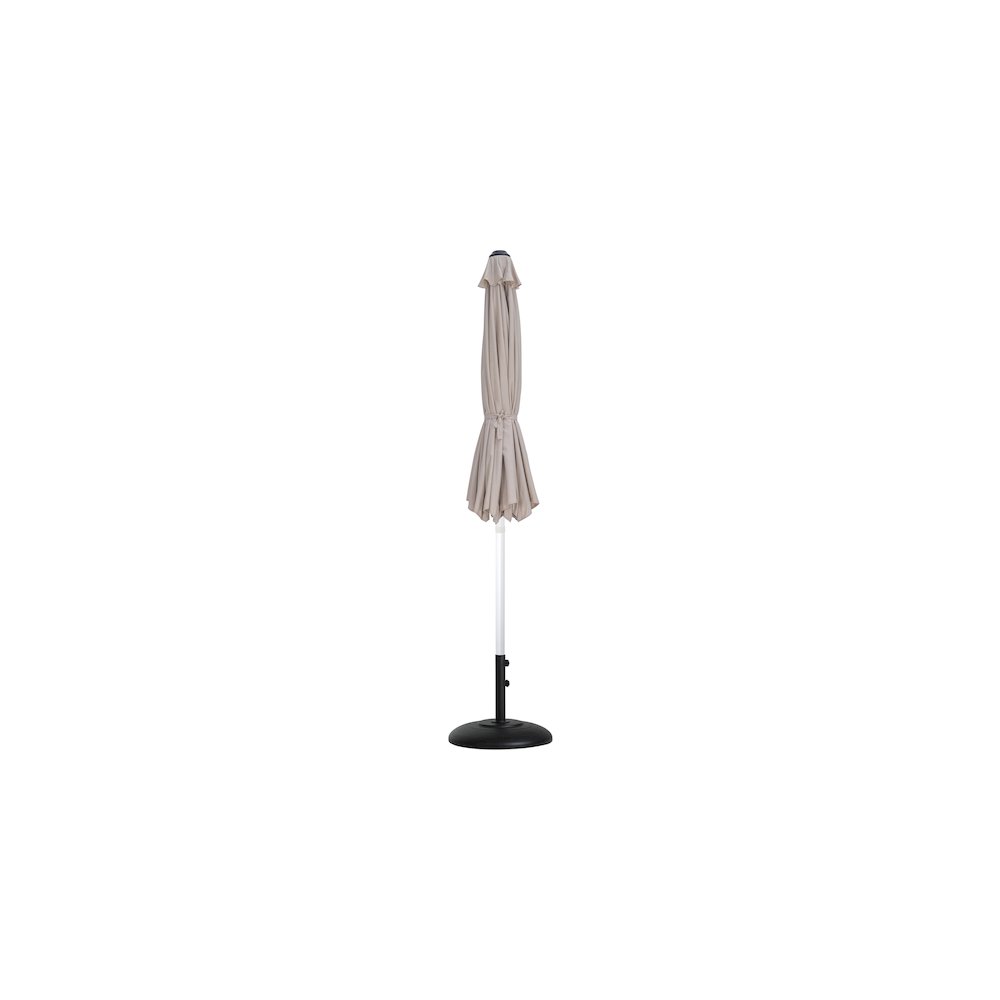Fiji Beige Fabric / Matte Black Aluminum Patio Umbrella with Base Sets. Picture 10