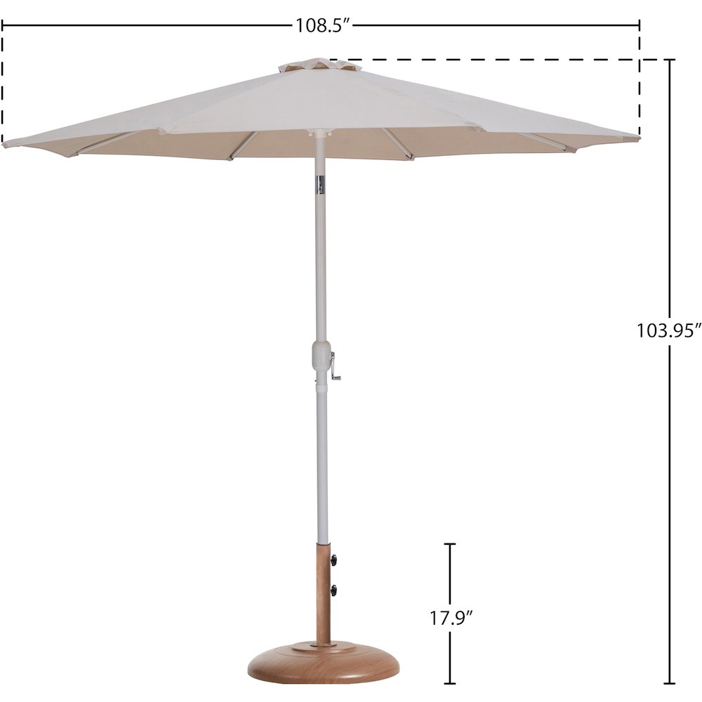 Fiji Beige Fabric / Teak Aluminum Patio Umbrella with Base Sets. Picture 15
