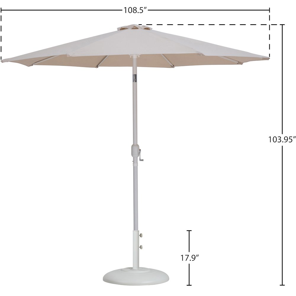 Fiji Beige Fabric / Matte White Aluminum Patio Umbrella with Base Sets. Picture 15
