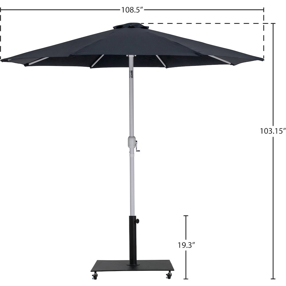 Fiji Black Fabric / Matte Black Aluminum Patio Umbrella with Base Sets. Picture 18