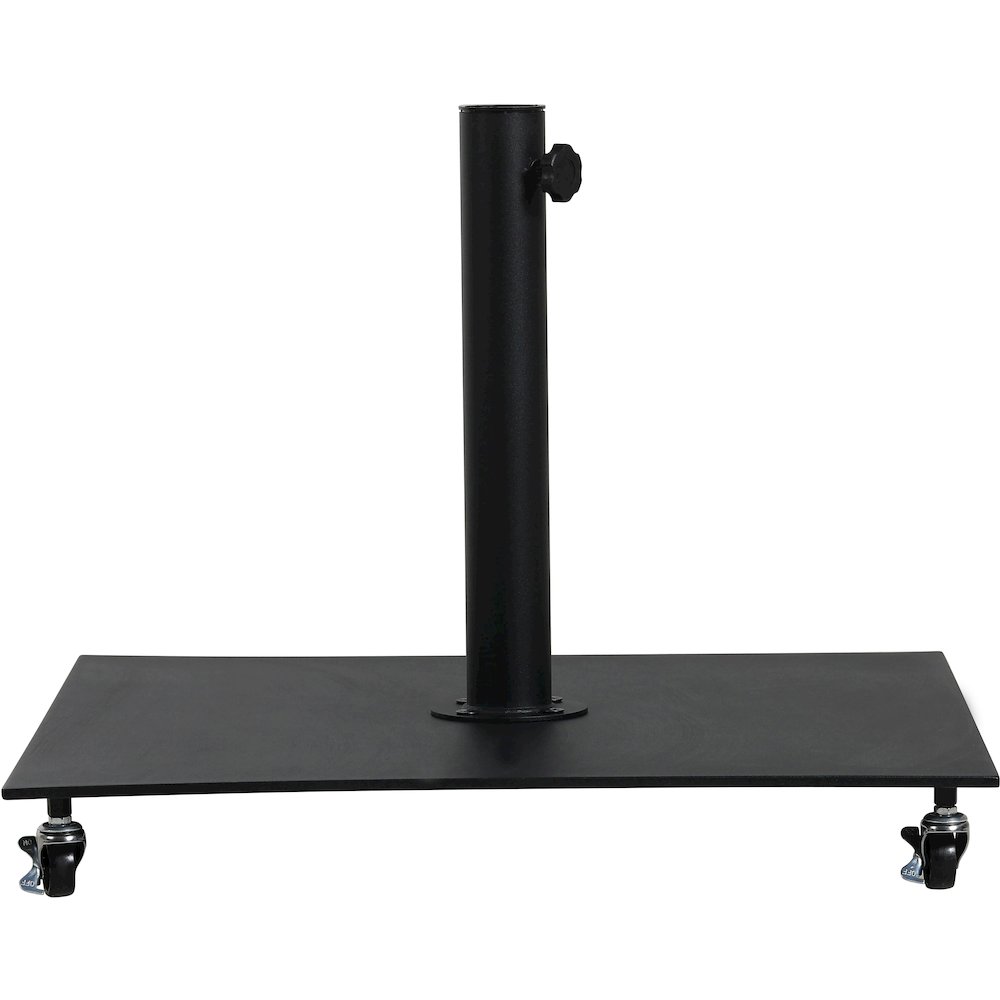 Fiji Black Fabric / Matte Black Aluminum Patio Umbrella with Base Sets. Picture 7