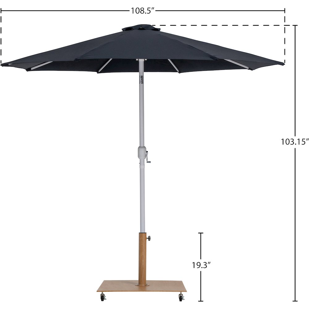 Fiji Black Fabric / Teak Aluminum Patio Umbrella with Base Sets. Picture 18