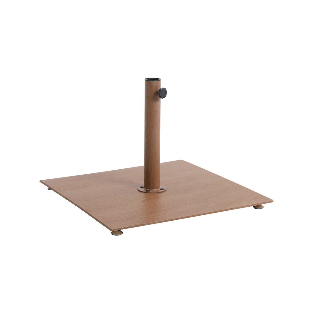 Fiji Black Fabric / Teak Aluminum Patio Umbrella with Base Sets. Picture 6