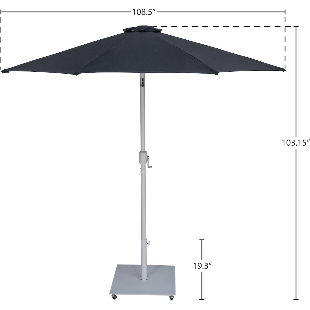 Fiji Black Fabric / Matte White Aluminum Patio Umbrella with Base Sets. Picture 18
