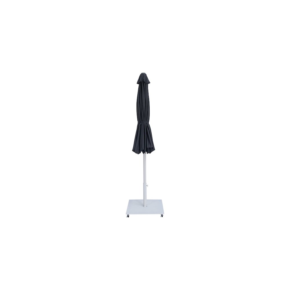 Fiji Black Fabric / Matte White Aluminum Patio Umbrella with Base Sets. Picture 13