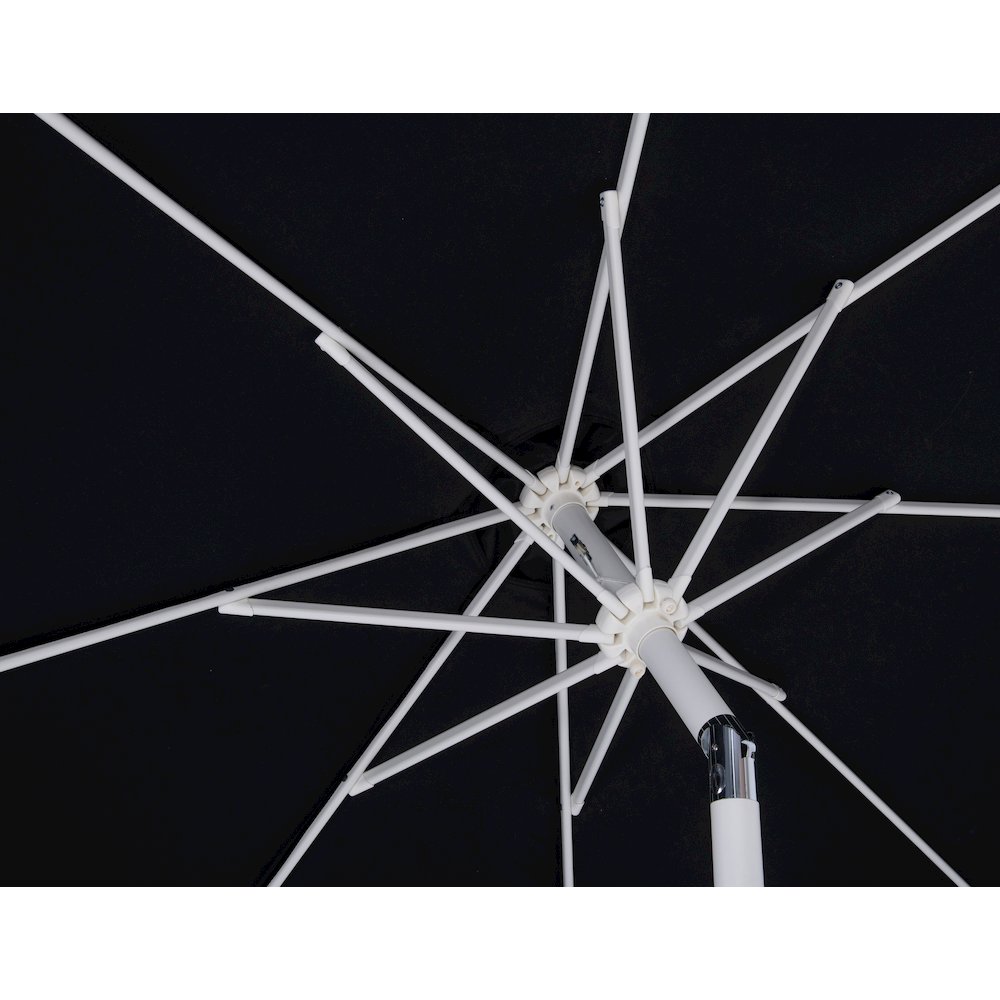 Fiji Black Fabric / Matte White Aluminum Patio Umbrella with Base Sets. Picture 16