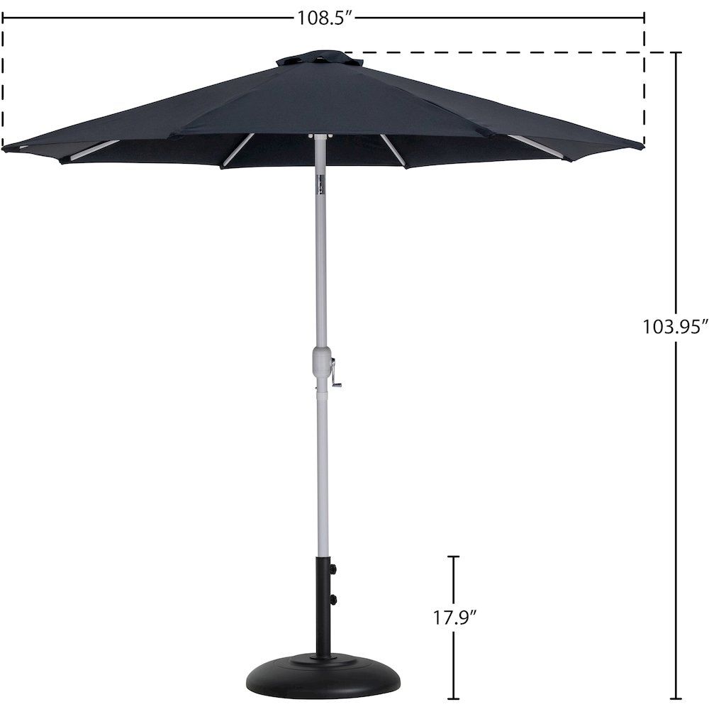 Fiji Black Fabric / Matte Black Aluminum Patio Umbrella with Base Sets. Picture 15