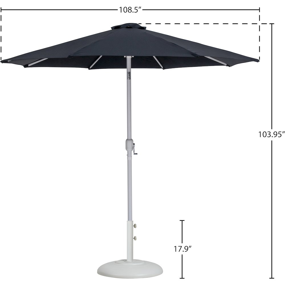 Fiji Black Fabric / Matte White Aluminum Patio Umbrella with Base Sets. Picture 15
