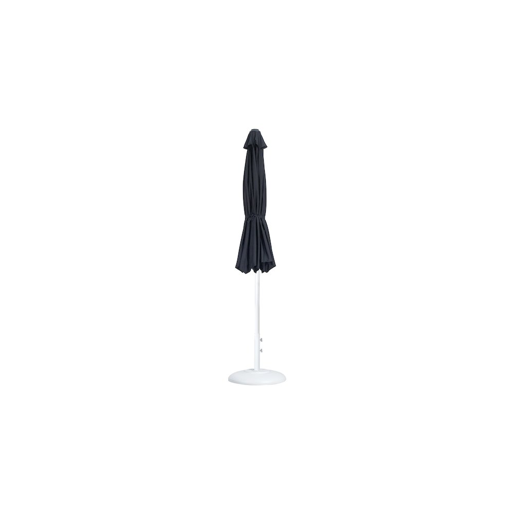 Fiji Black Fabric / Matte White Aluminum Patio Umbrella with Base Sets. Picture 10