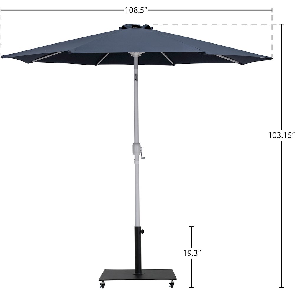 Fiji Grey Fabric / Matte Black Aluminum Patio Umbrella with Base Sets. Picture 18